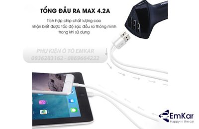 Tẩu Sạc Ô Tô 3 Cổng USB Alien Series 3 Remax RCC-304