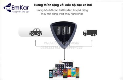 Tẩu Sạc Ô Tô 3 Cổng USB 